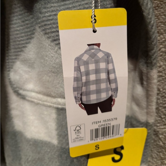 Green and White Plaid Sherpa Jacket - Picture 5 of 5